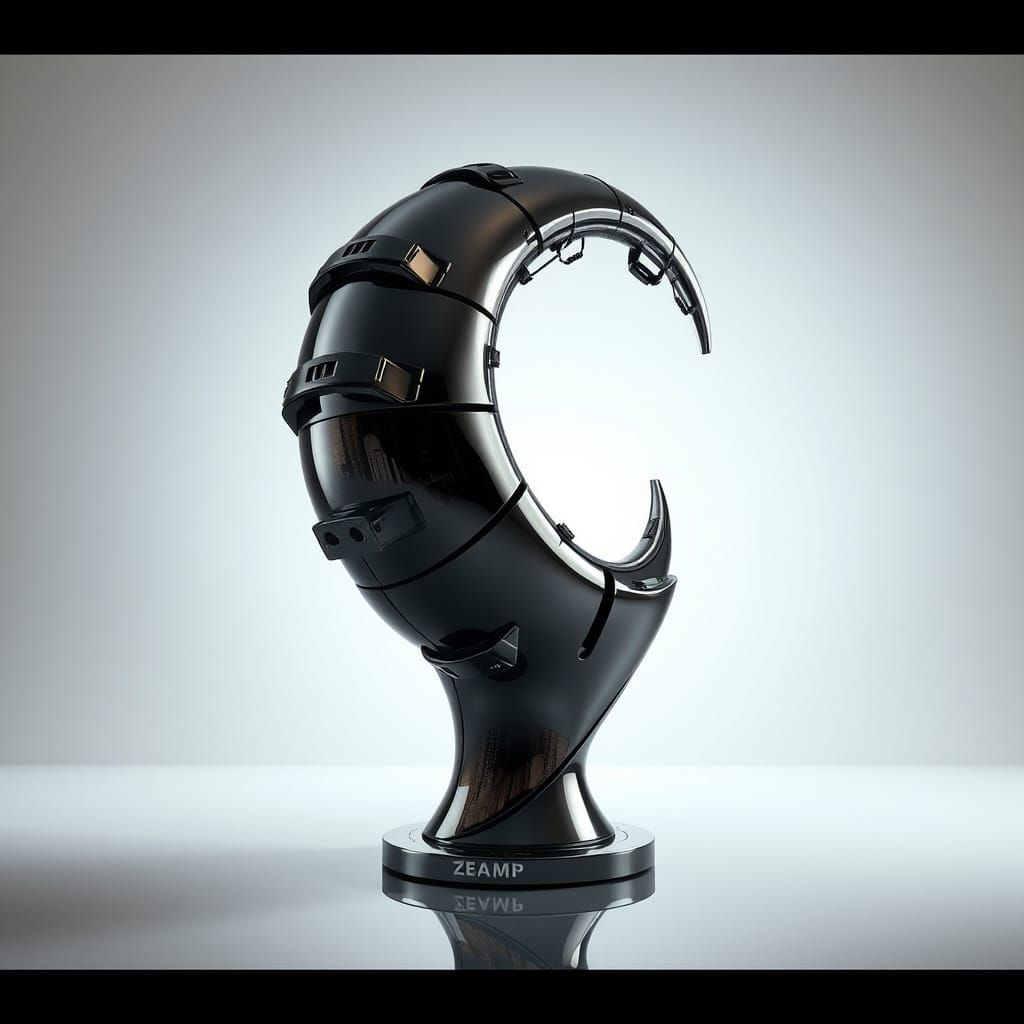 Futuristic Boom Sculpture with Surreal Reflections