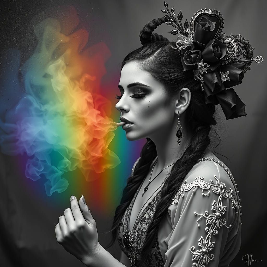 Gothic Waif Unleashes Colourful Vapours