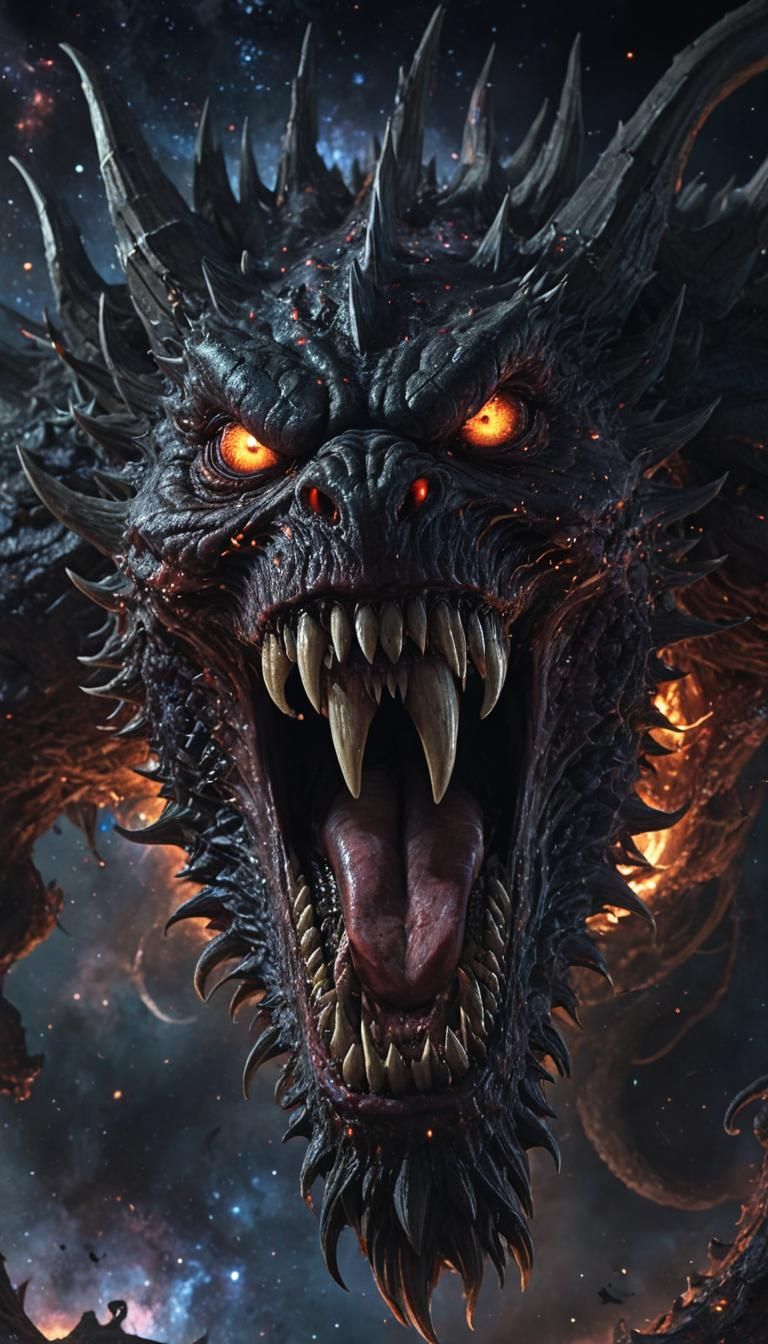 Terrifying Galaxy-Devouring Monster in Dark Fantasy Style