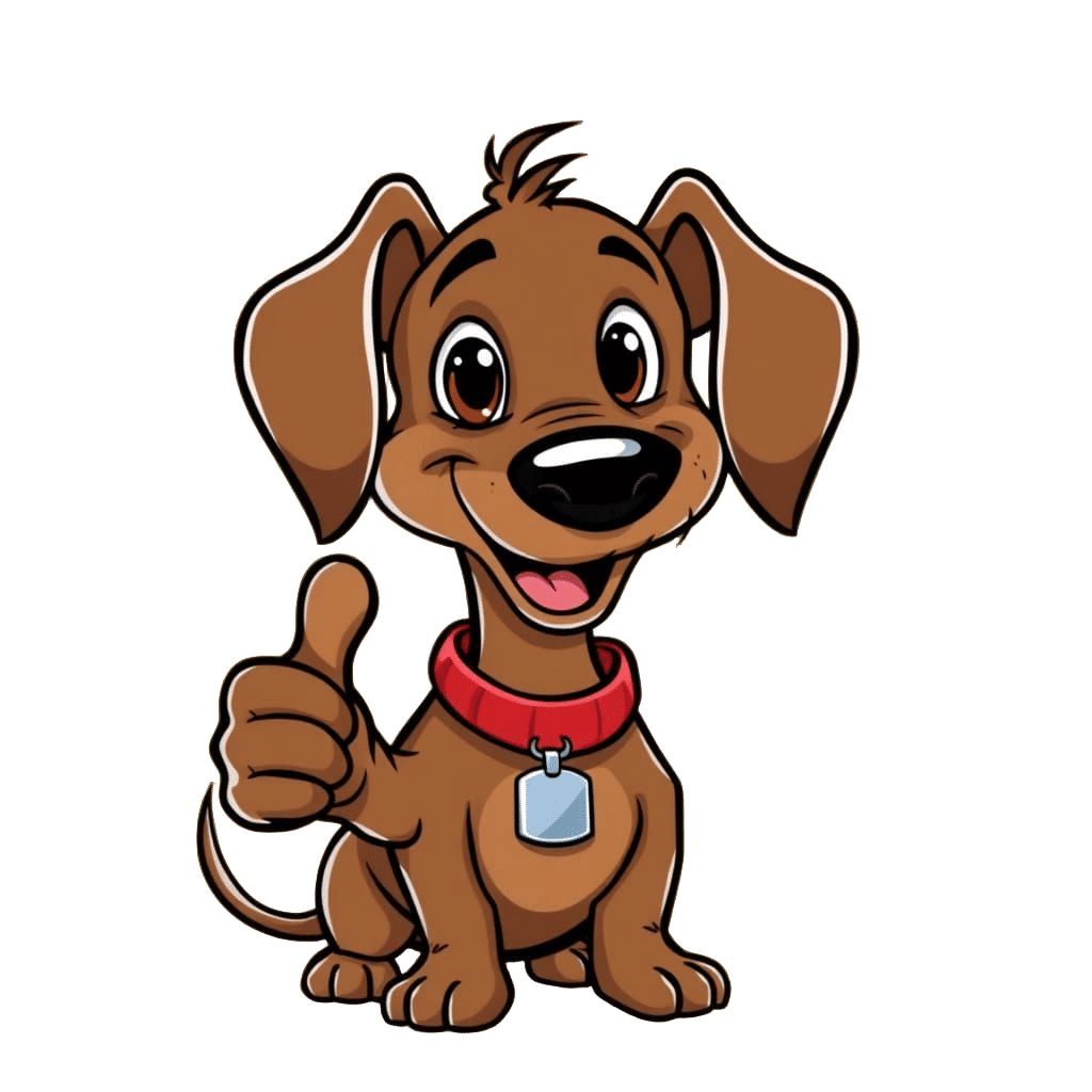 Adorable Cartoon Dachshund Gives Thumbs Up