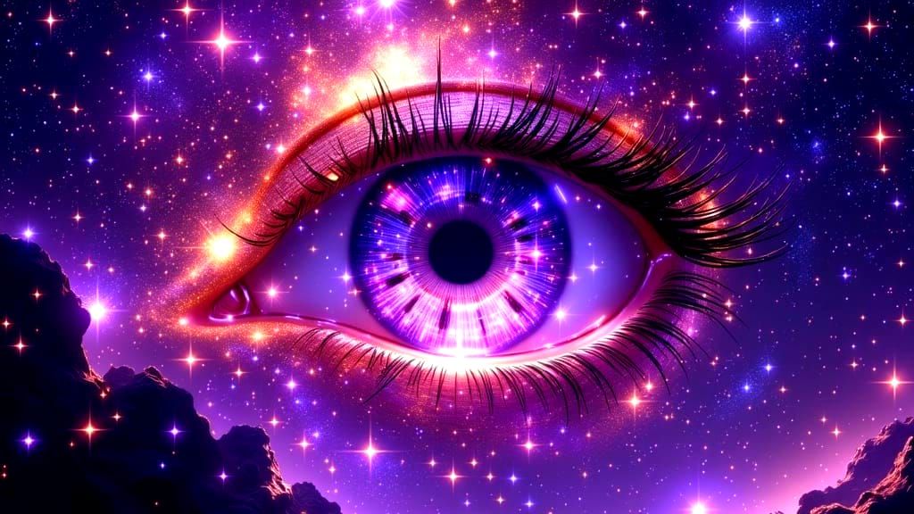 Divine Purple Cosmic Eye in Ethereal Expanse