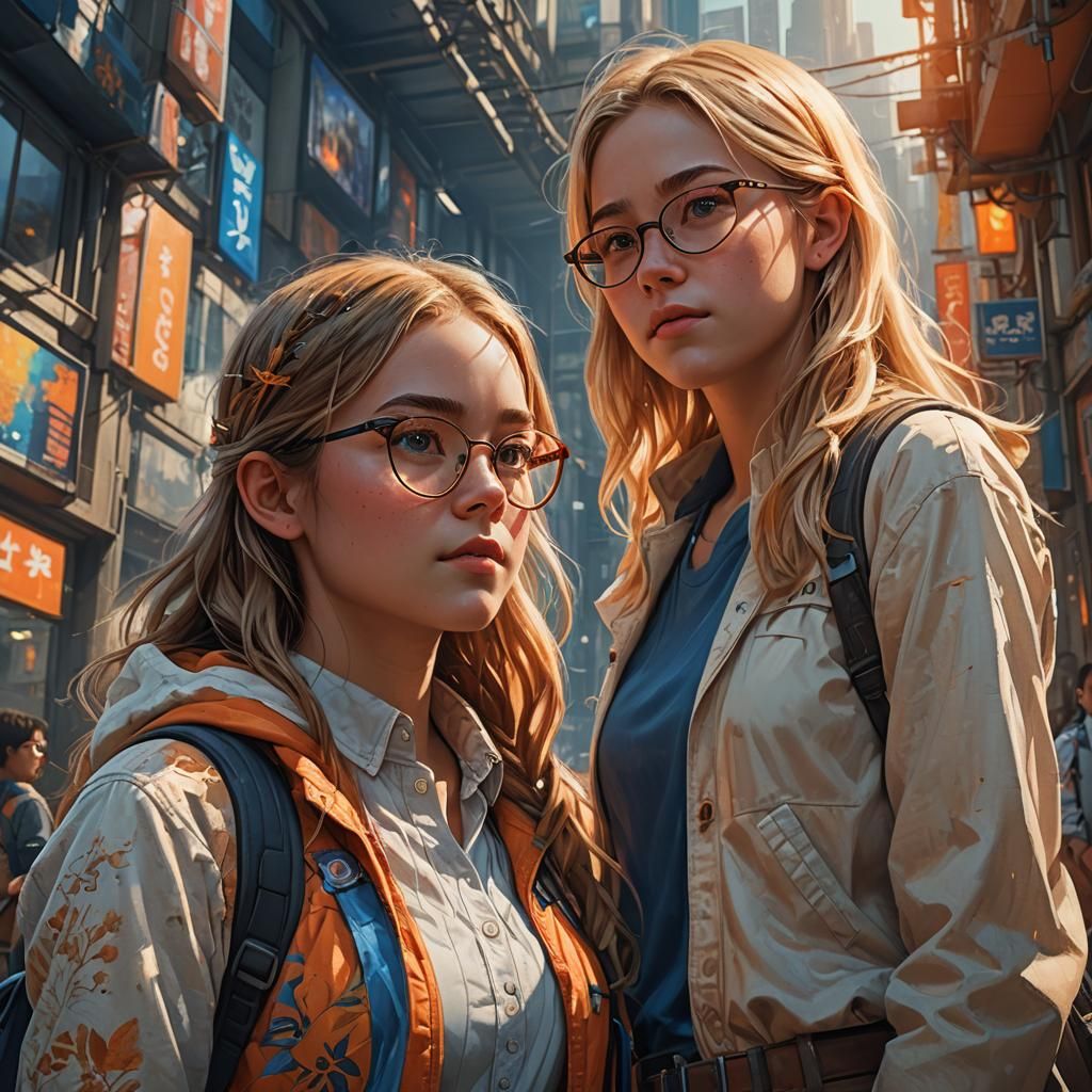 Hyper-Realistic Fantasy Art: Two Girls Together