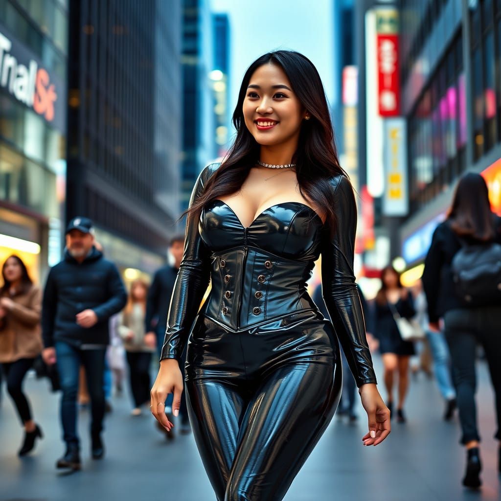 Elegant Asian Woman in Cyberpunk Chic