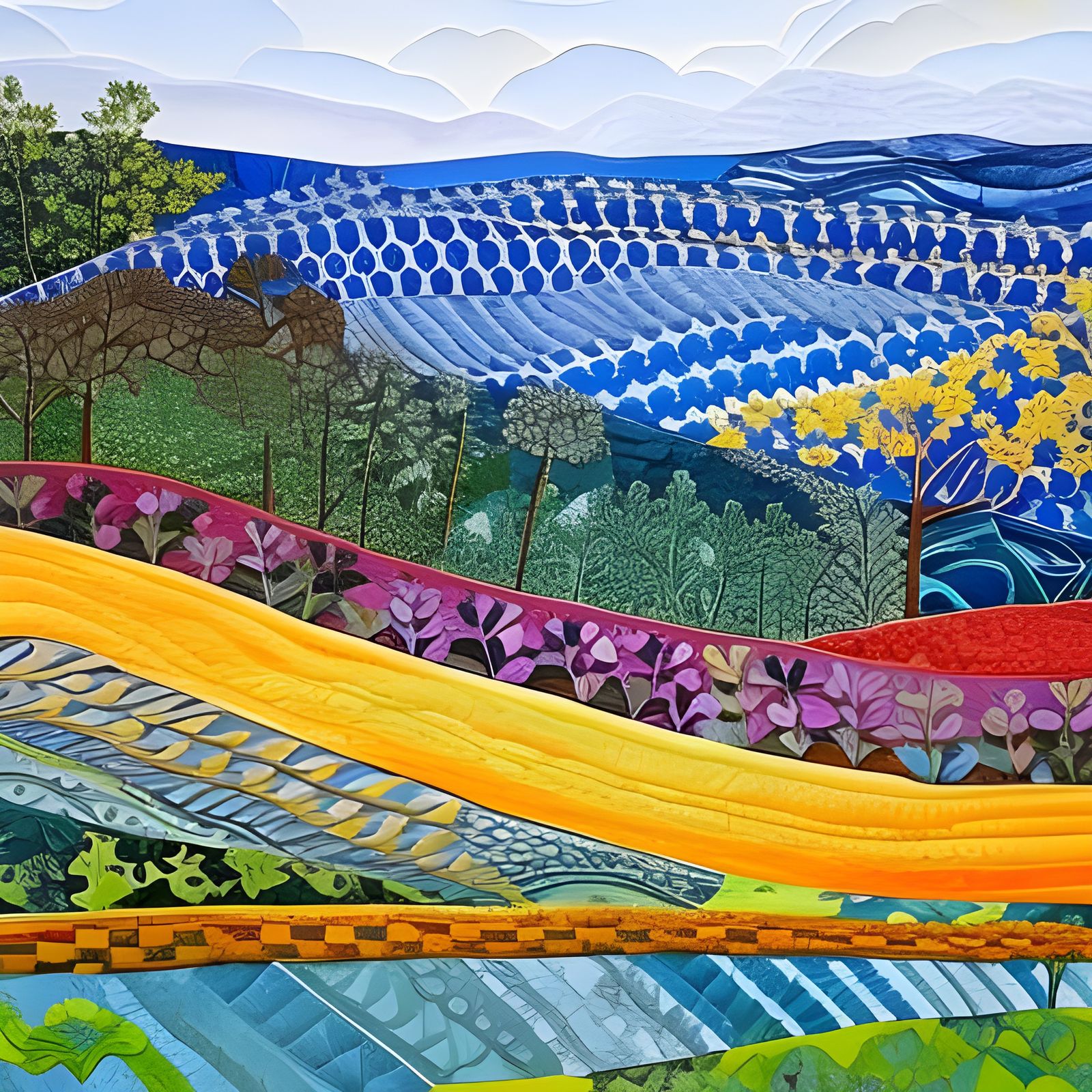 Seasons Quilt in Impressionist Gouache Style