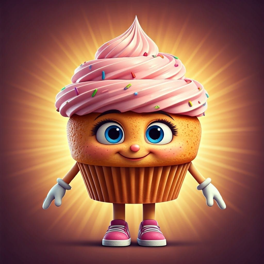 Cupcake Girl in Vibrant Digital Art