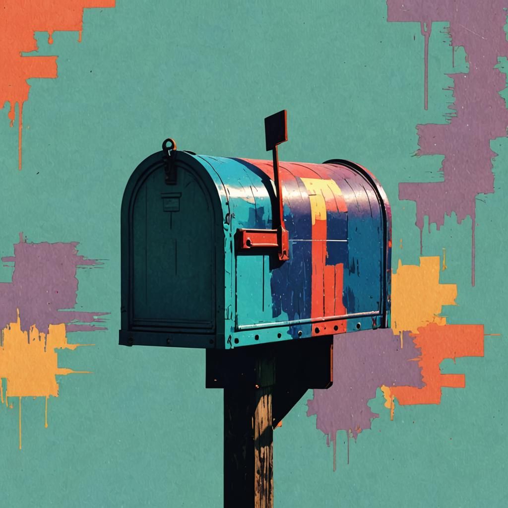 Glitch Art Silhouette of a Mailbox