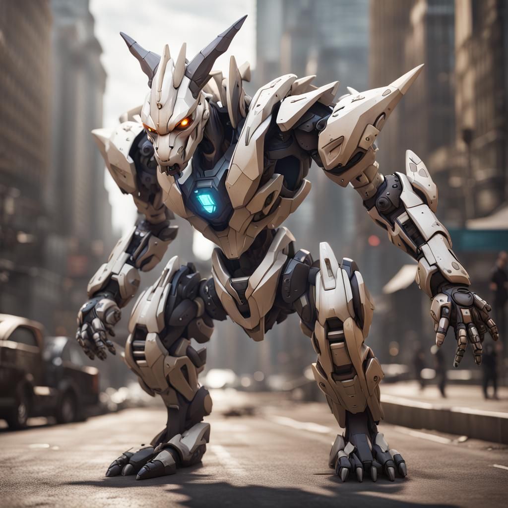 Hyper-Realistic Mecha Marowak: Detailed Matte Painting