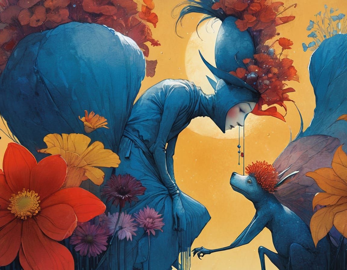Whimsical Anthropomorphic Flowers in Fantasy Art Style