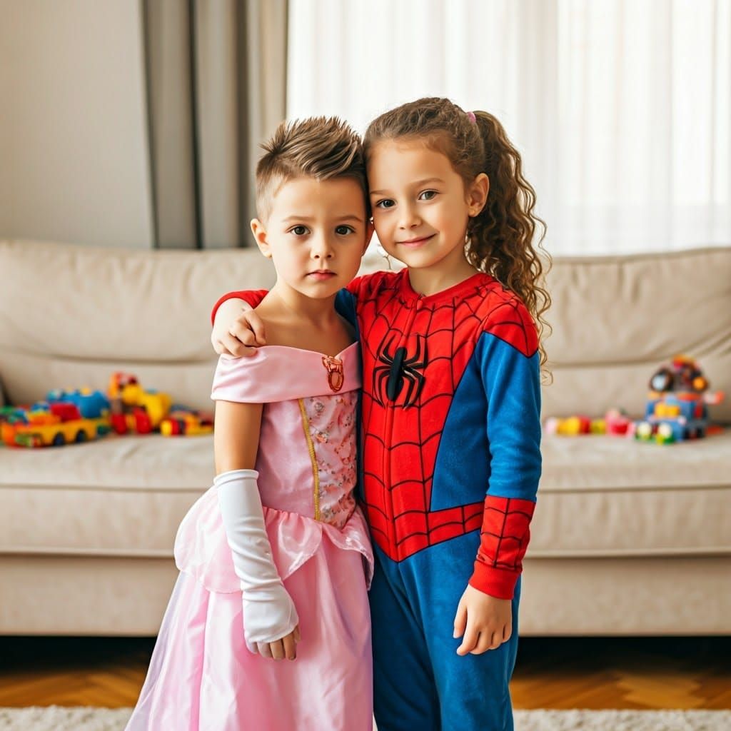 Children's Friendship: Boy in Princess Dress