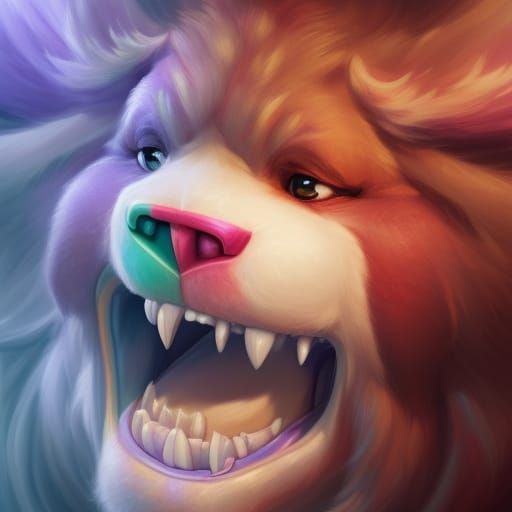 Demonic Care Bears Portrait in Hyperdetailed Style