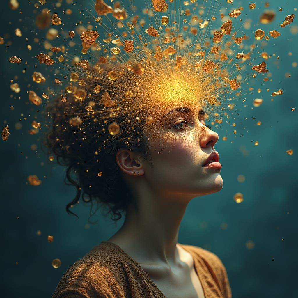 Dreamer Contemplates Existence in Abstract Digital Art