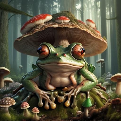 Mycelium Frog in Ancient Forest
