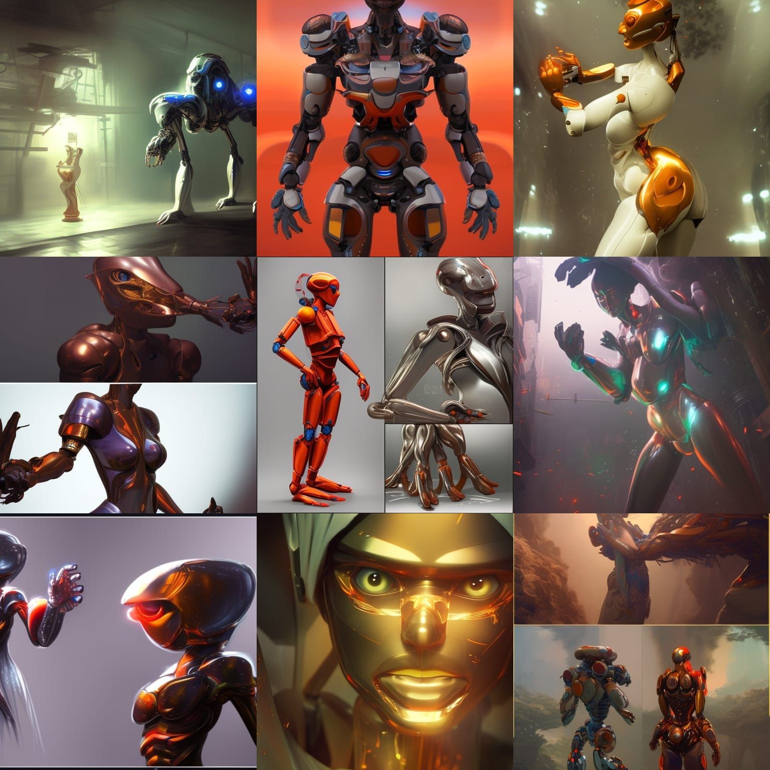 Greedy Humanoid Robot in Hyperdetailed Concept Art