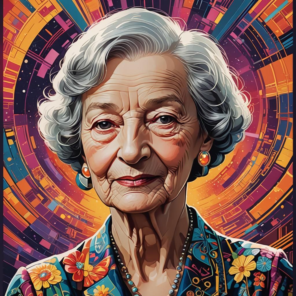 Art Deco Poster of Wisława Szymborska in Cartoon Style