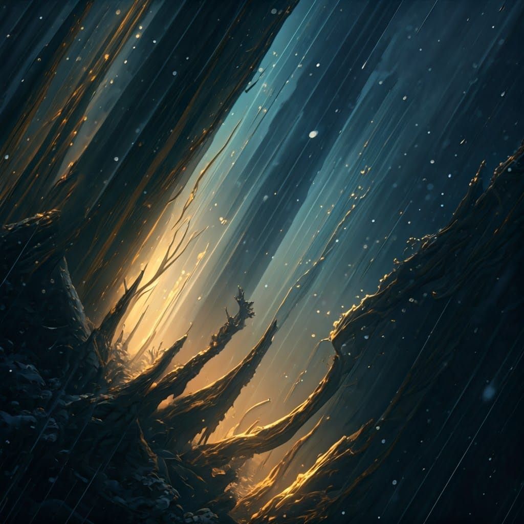Mesmerizing Rain to Snow Scene in Dreamlike Atmosphere