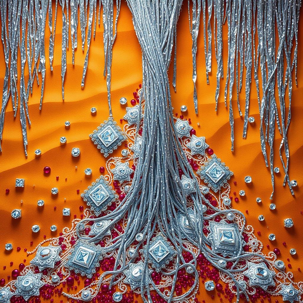 Ethereal Bohemian Installation in Melting Silver Waterfall