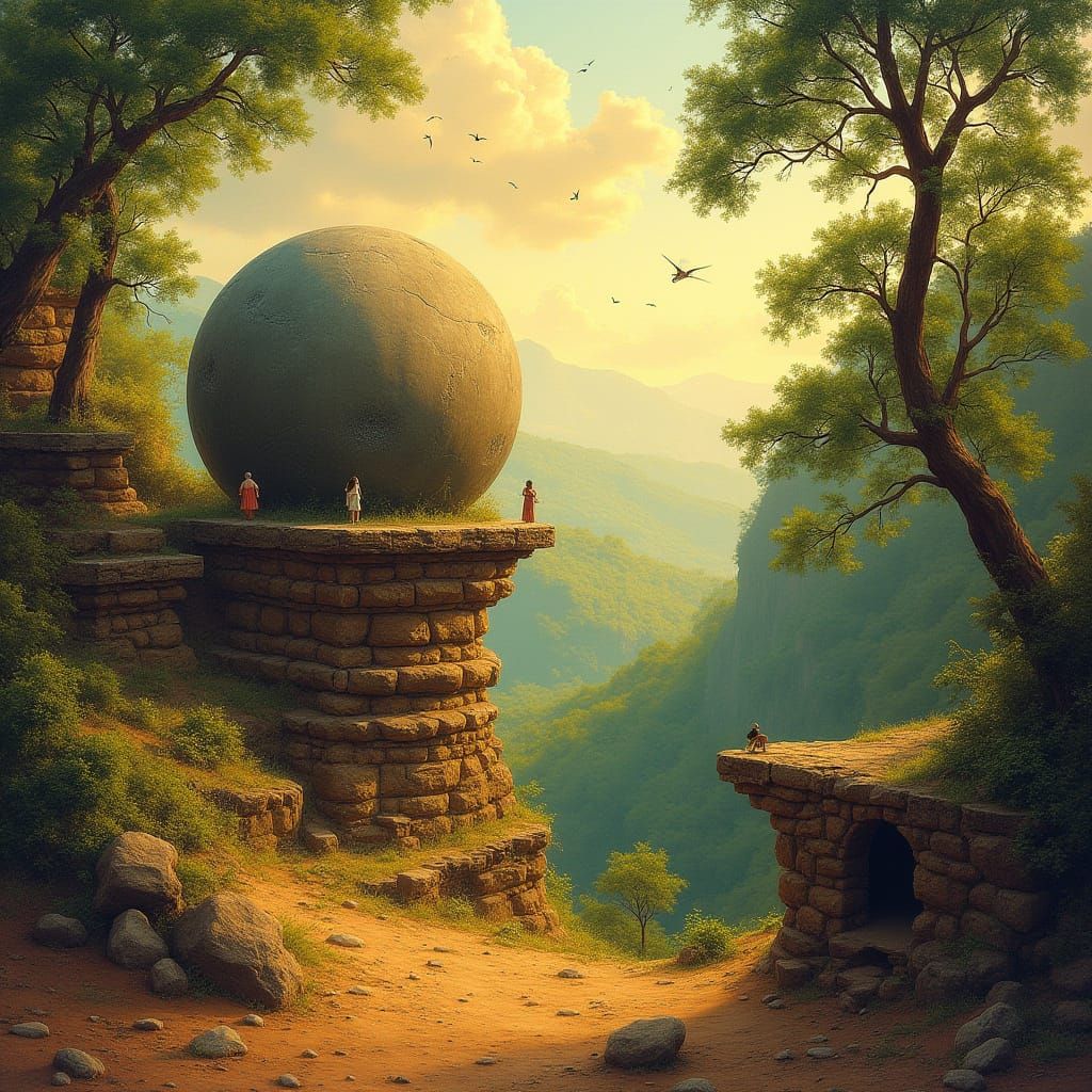 Impressionist Landscape of Mamallapuram with Krishna's Butte...