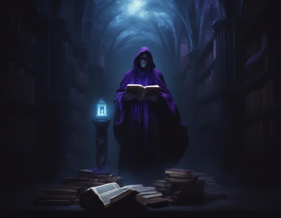 Purple Dreamscape: Figure Gazing into Void