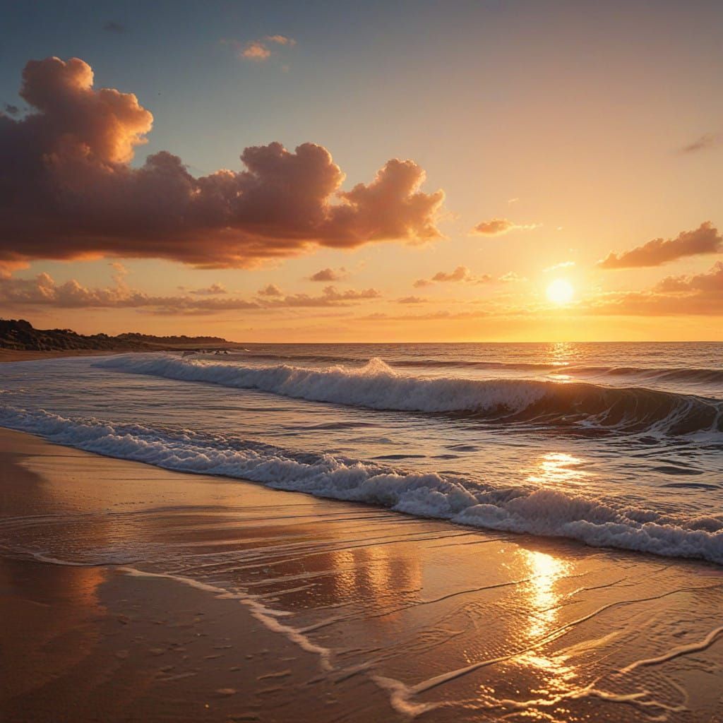 Breathtaking Sunset on a Tropical Beach in Hyperrealistic St...