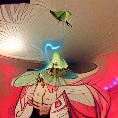 Luna Moth Wizard Conjuring Magic Lamp