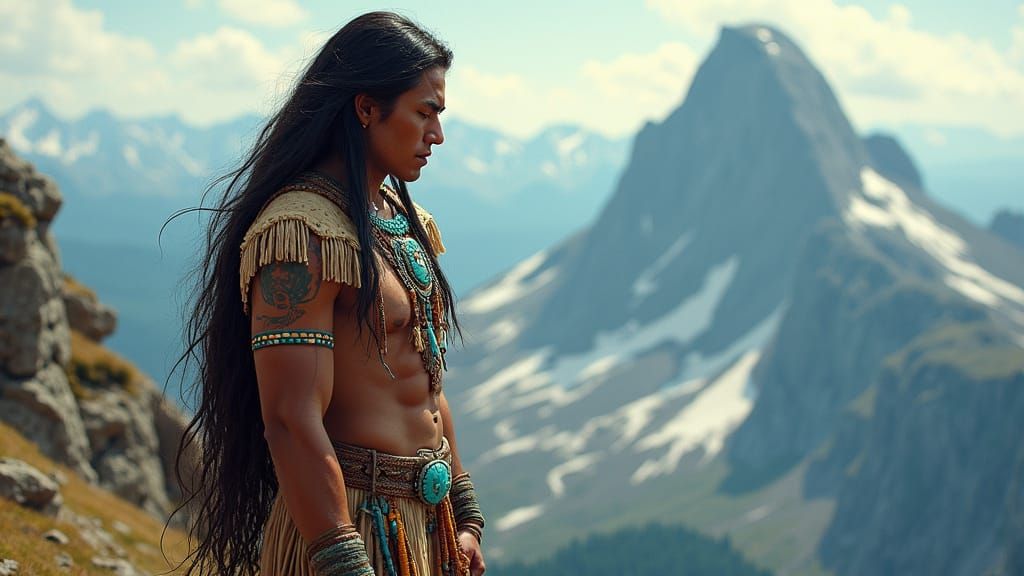 First Nations Chief Portrait in Comic Book Style