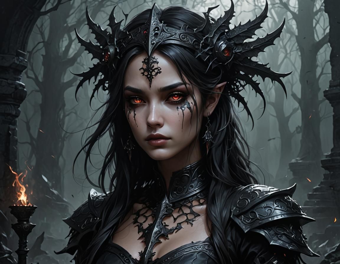Dark Fantasy Girl in Gothic Style