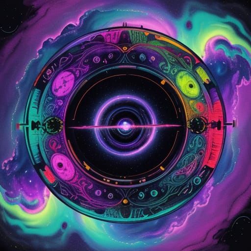 Cosmic Alien in Swirling Purple Clouds