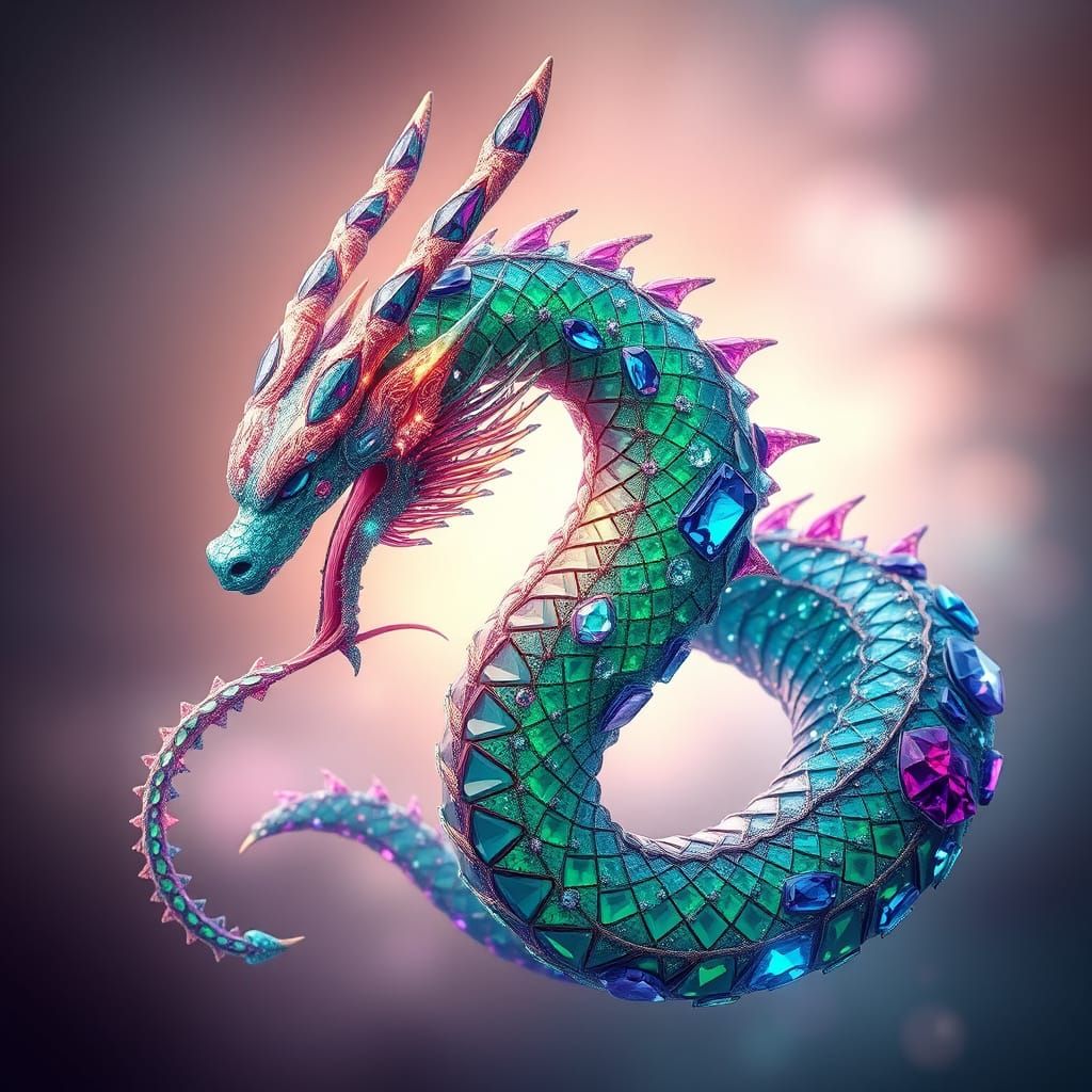 Majestic Gemstone Dragon in Fantasy Art Style