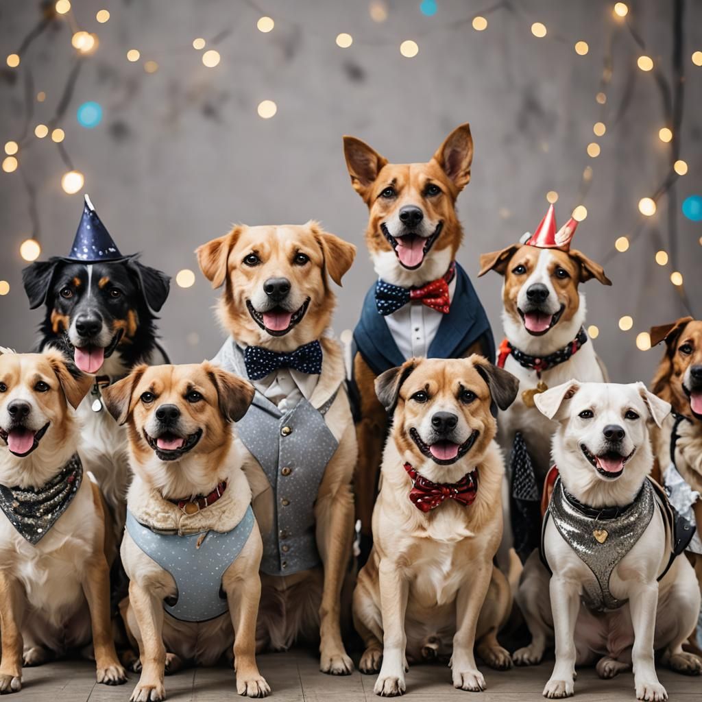 Dogs Celebrate: A Canine Party in Sharp Focus
