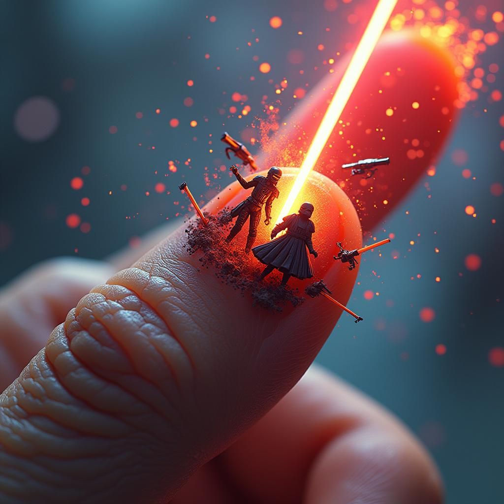 Epic Star Wars Battle on Human Finger