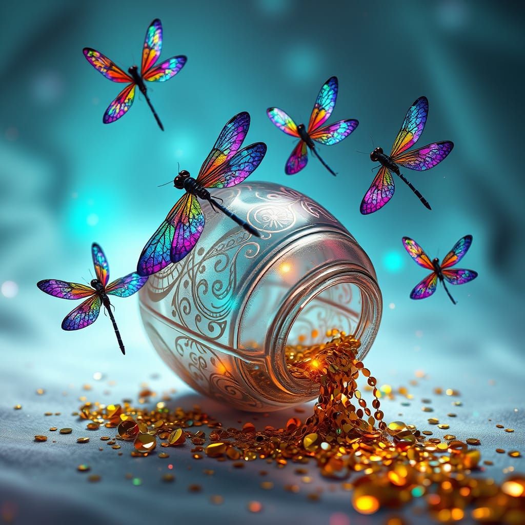 Dragonflies Dance Amidst Whirling Sequins