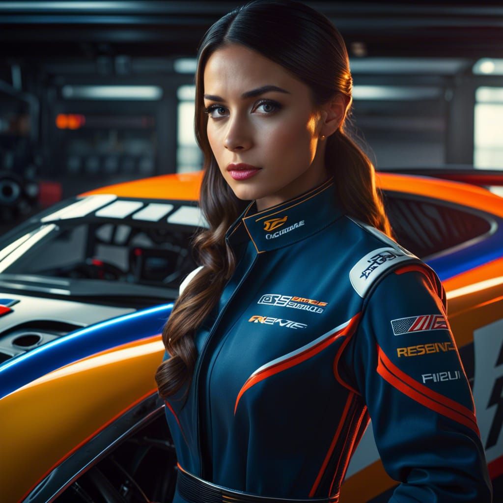 Beautiful girl as a racing GT3 car driver