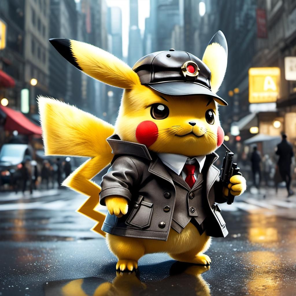 Detective Pikachu in the City: Digital Art