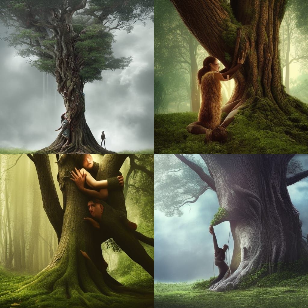 Tree Hugging Person: Epic Cinematic Digital Art