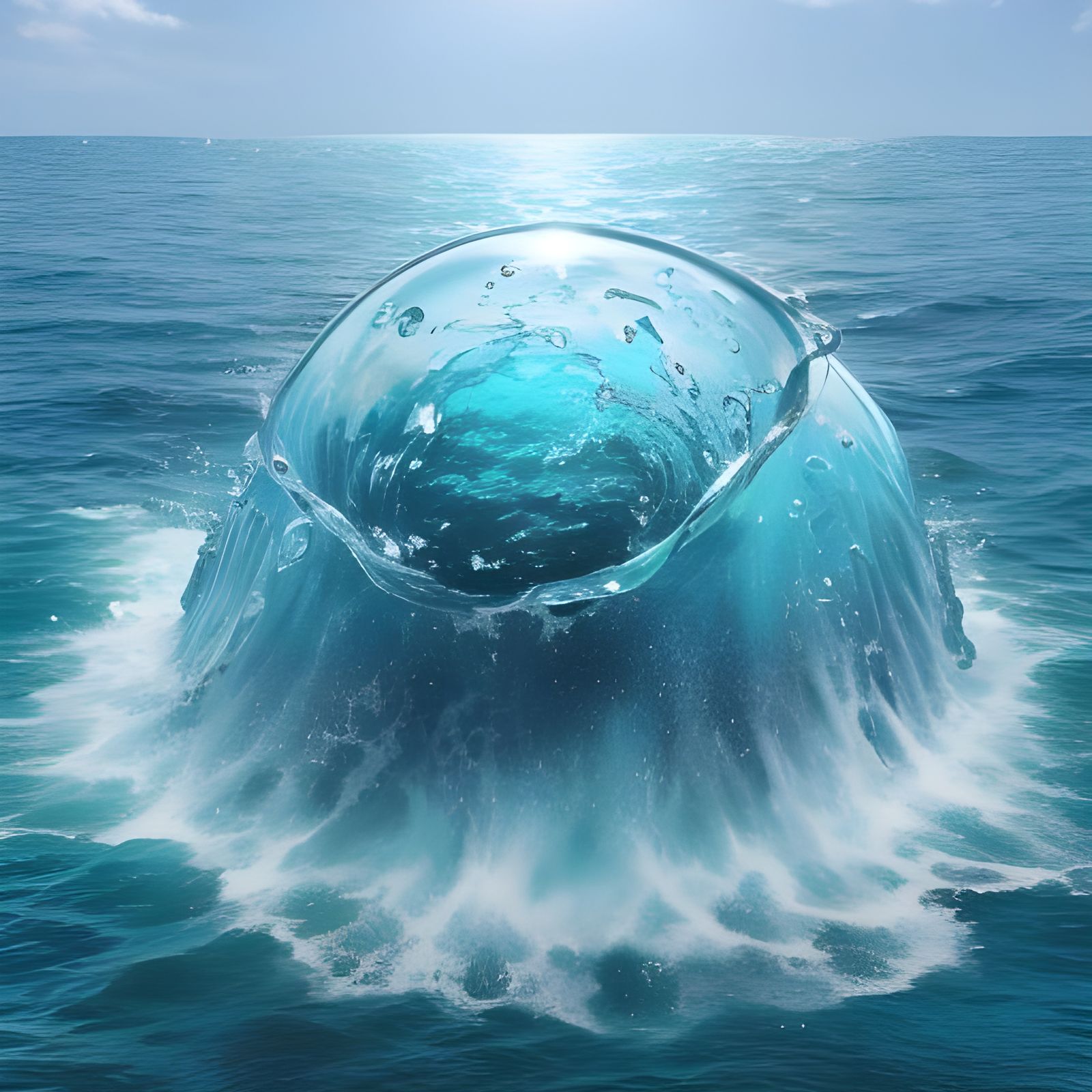 Playful Water Elemental in Ocean Scene