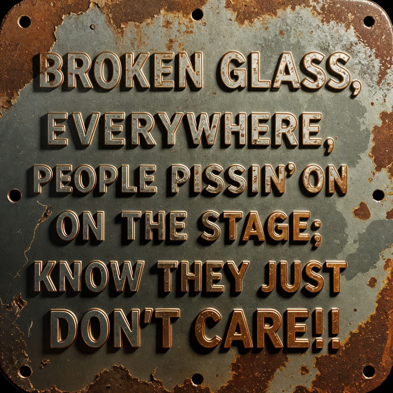 Rusty Vintage Tin Sign With Bold Text