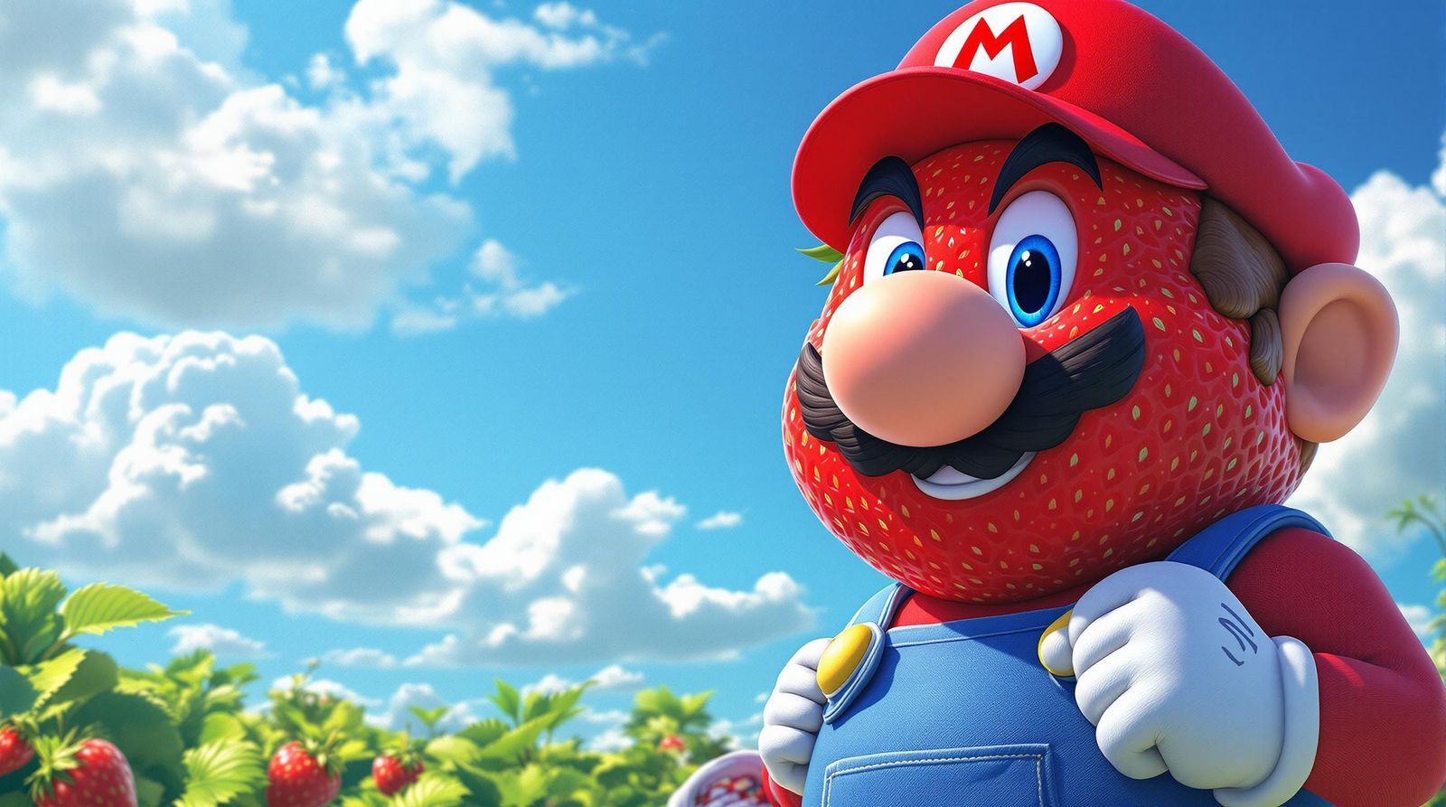 Adorable Strawberry Mario Character