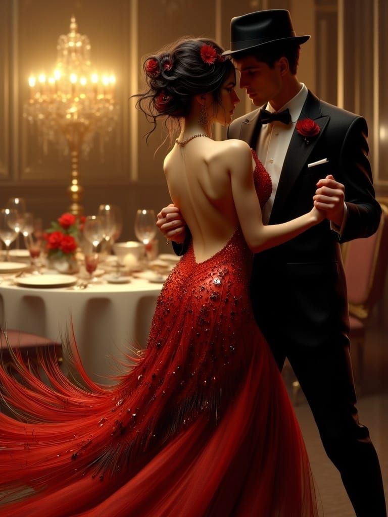 Sensual Tango Dance in Art Nouveau Punk Style