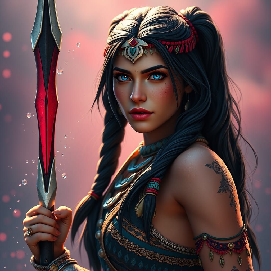 Pocahontas Meets Harley Quinn in Vibrant Fantasy