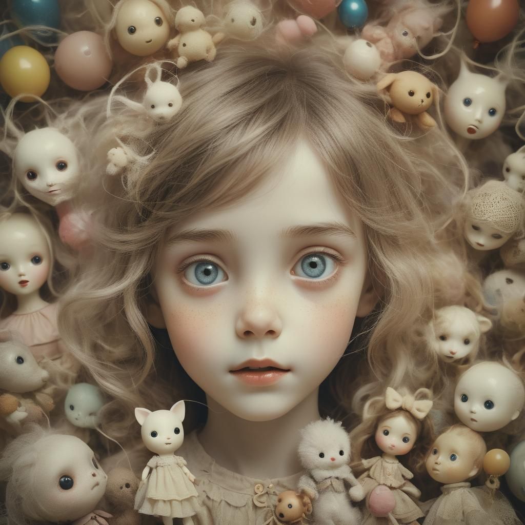 Nostalgic Surreal Portrait of Fading Childhood