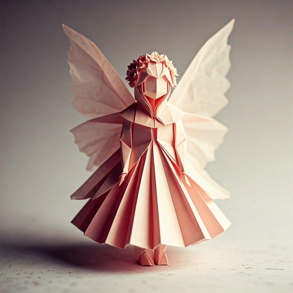 Translucent Origami Fairy in Dreamy Soft Focus