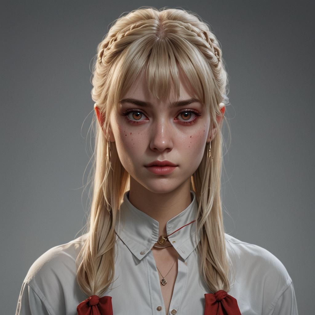 Hyperrealistic Portrait of a Blonde Woman in Fantasy Style