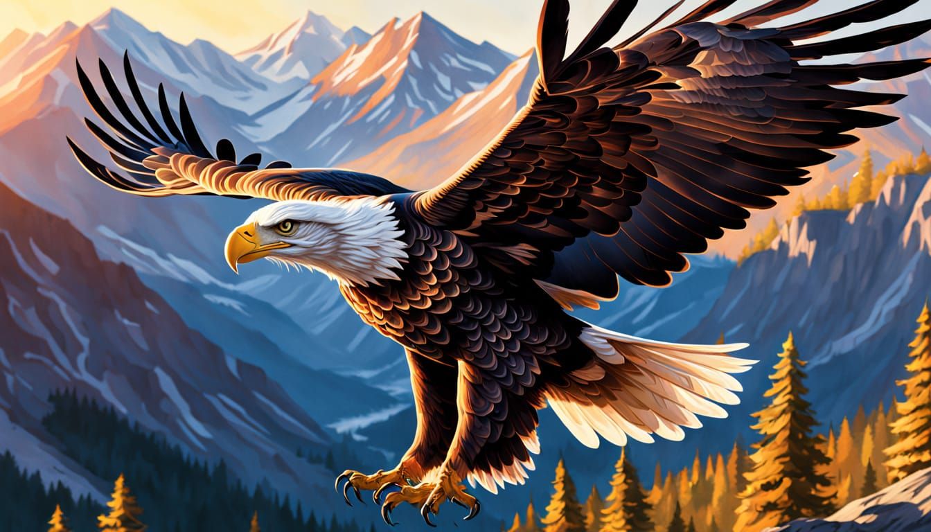 Majestic Eagle Soaring in Comic Book Art