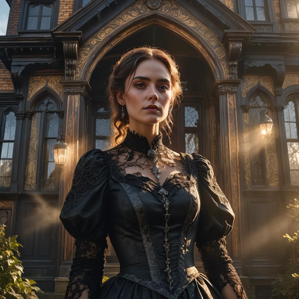 Victorian Woman in Dramatic Sunlight: Digital Matte Painting