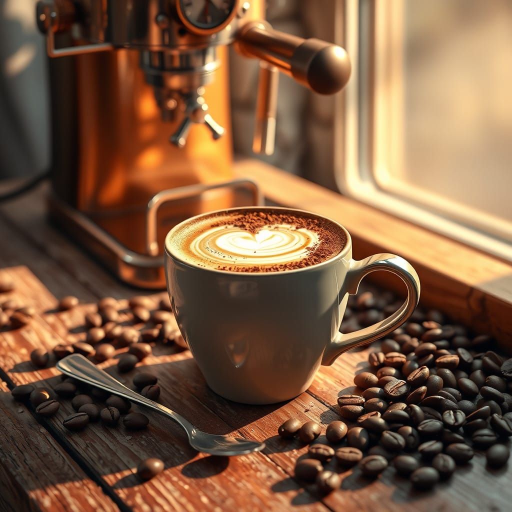 Surreal Coffee Morning Oasis in Hyper-Realistic 3D Anime Sty...