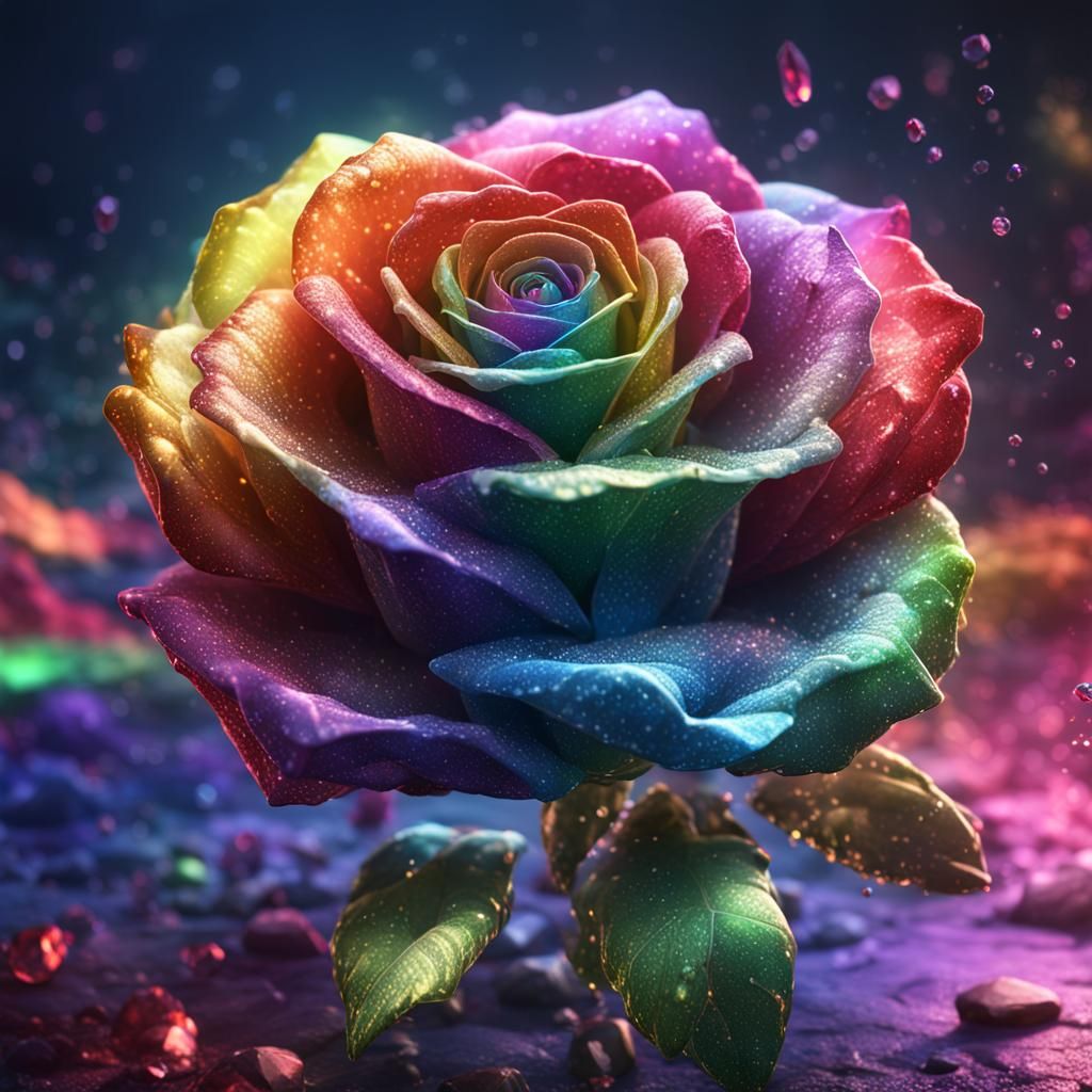 Rainbow Crystal Rose: Fantasy Concept Art