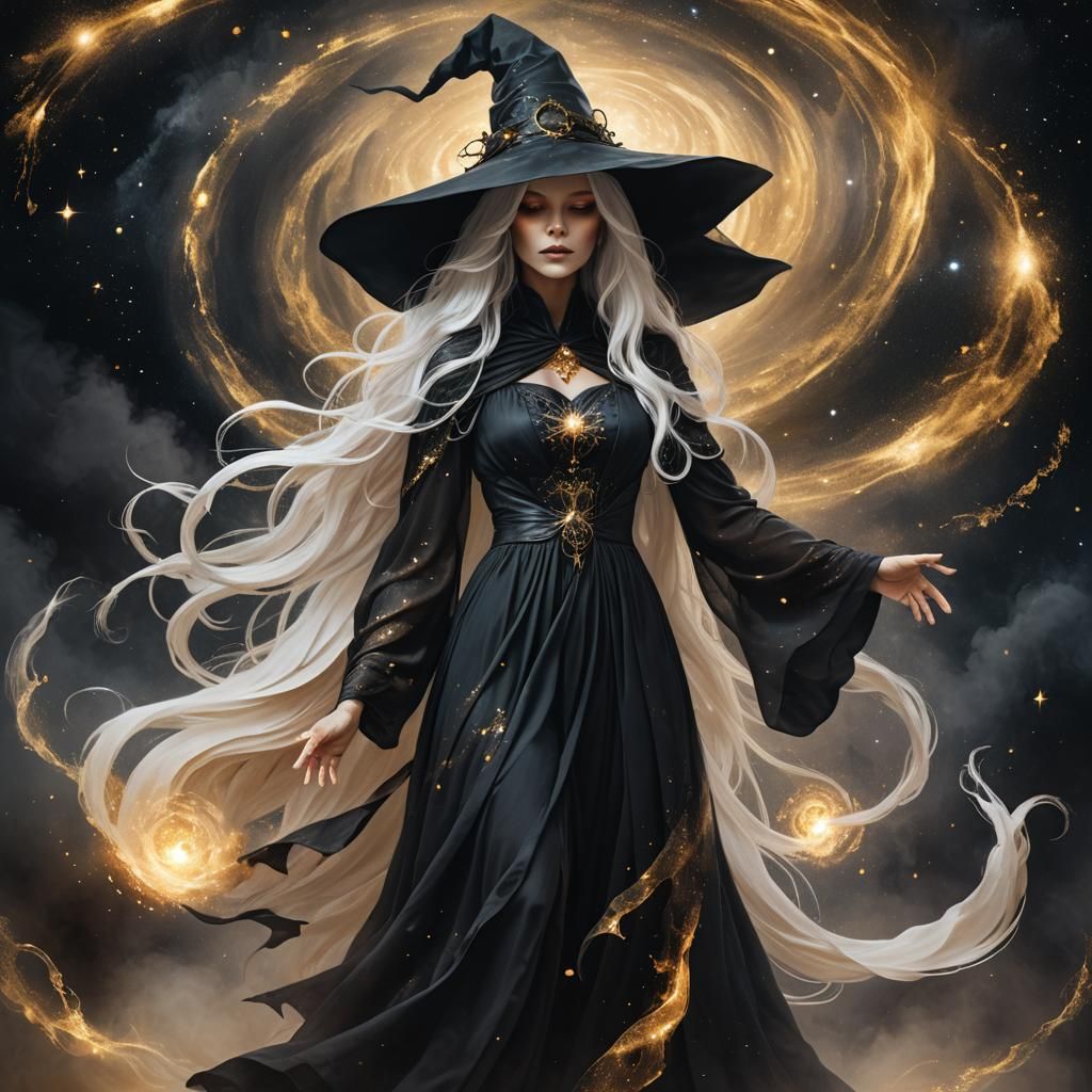 Mystical Black Witch Portrait in Dark Fantasy Style