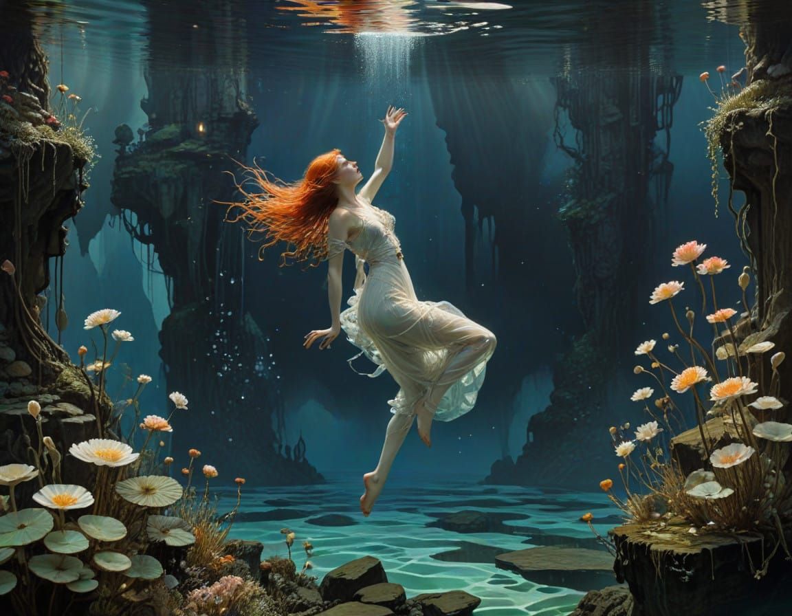 Whimsical Underwater Scene in a Dreamlike State