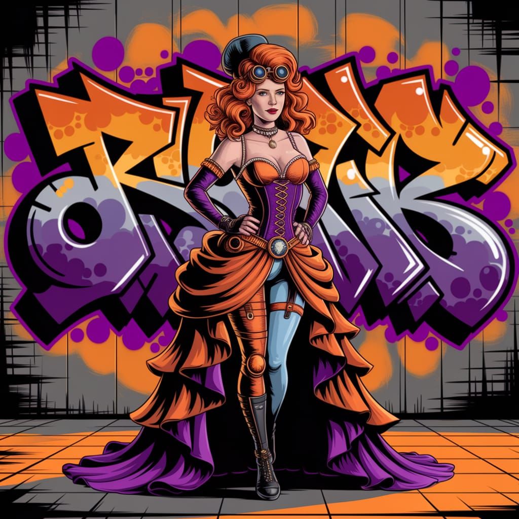 Orange purple graffiti
