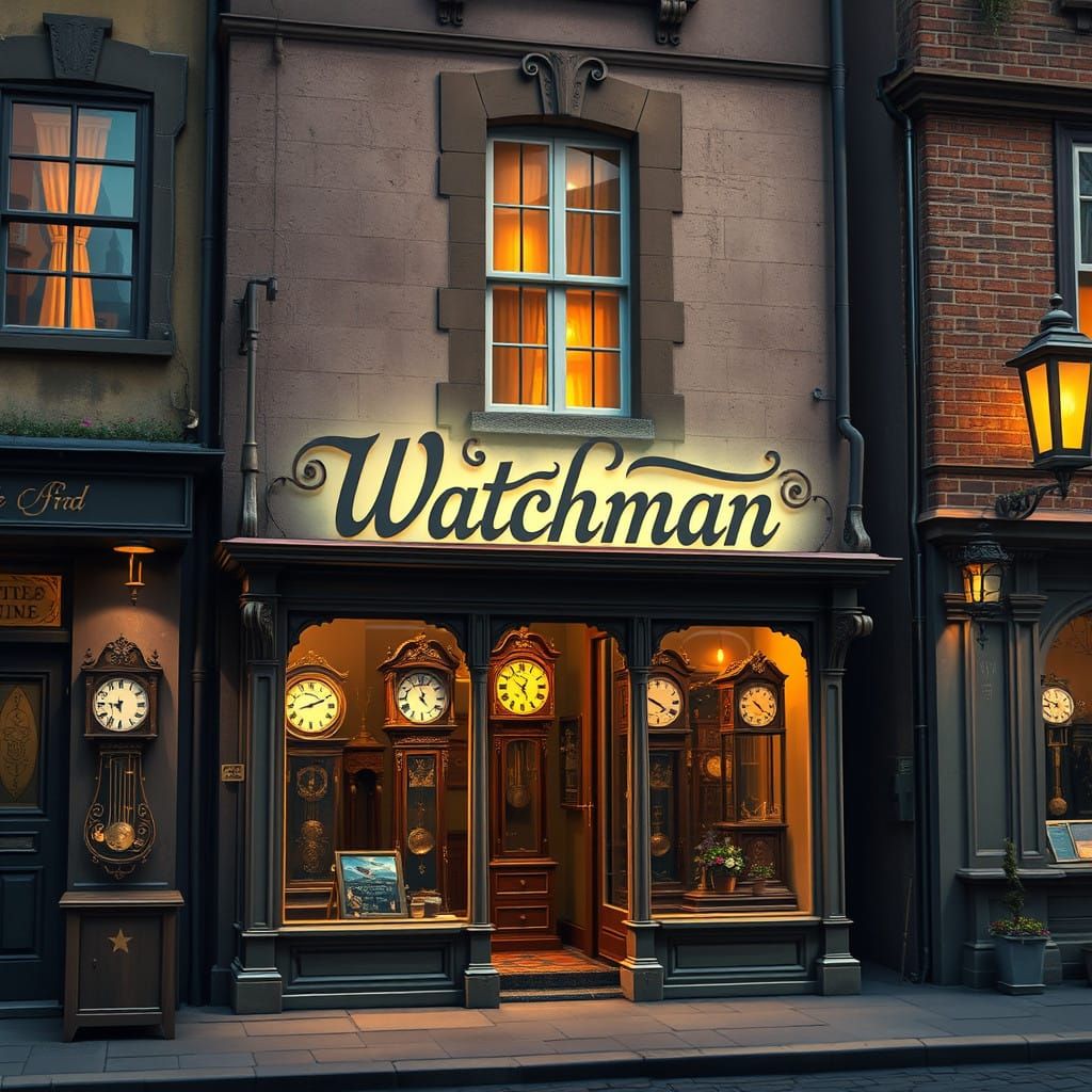Elegant Antique Shop in Whimsical High-Street Scene